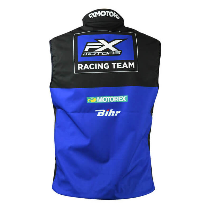 bodywarmer fxmotors bleu noir racing team enduro