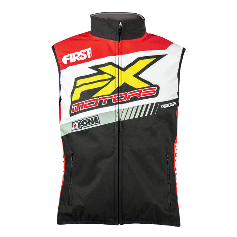 bodywarmer fxmotors noir rouge blanc racing 2020