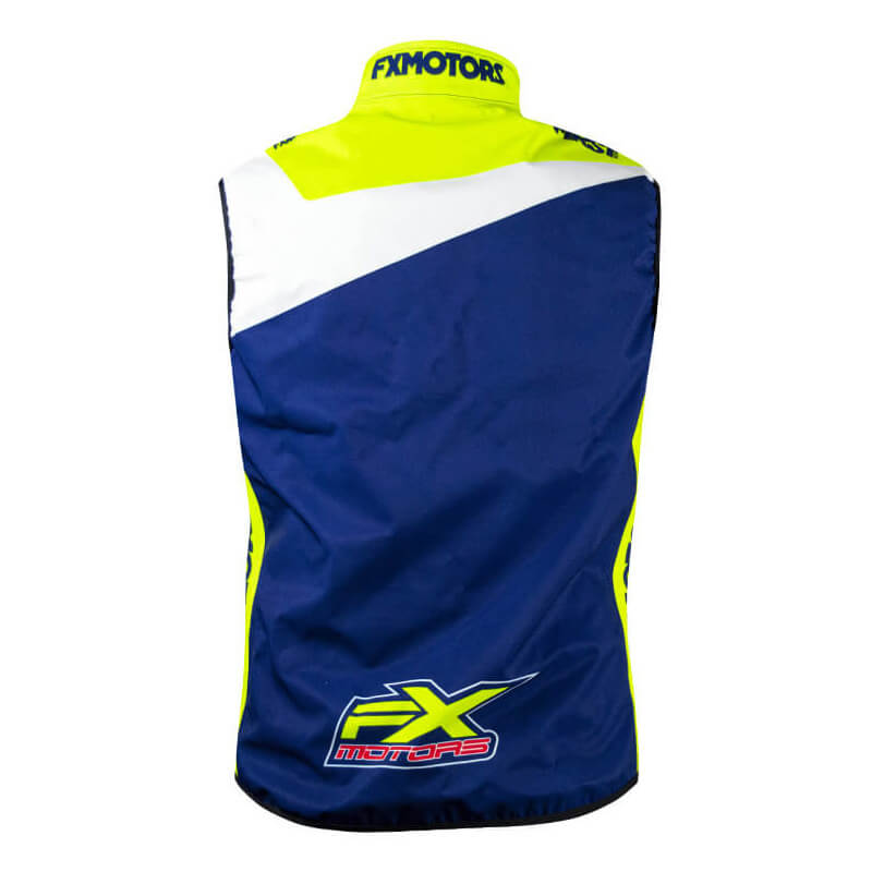 bodywarmer fxmotors racing 2020 jaune fluo bleu marine cross