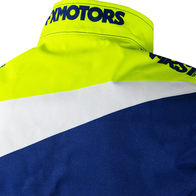 bodywarmer fxmotors racing 2020 jaune fluo bleu marine enduro