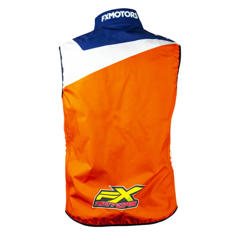 bodywarmer fxmotors racing 2020 orange bleu marine enduro