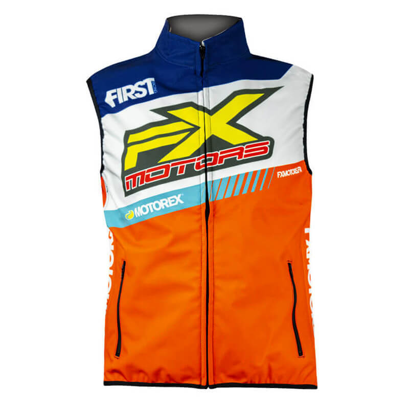 bodywarmer fxmotors racing 2020 orange bleu marine