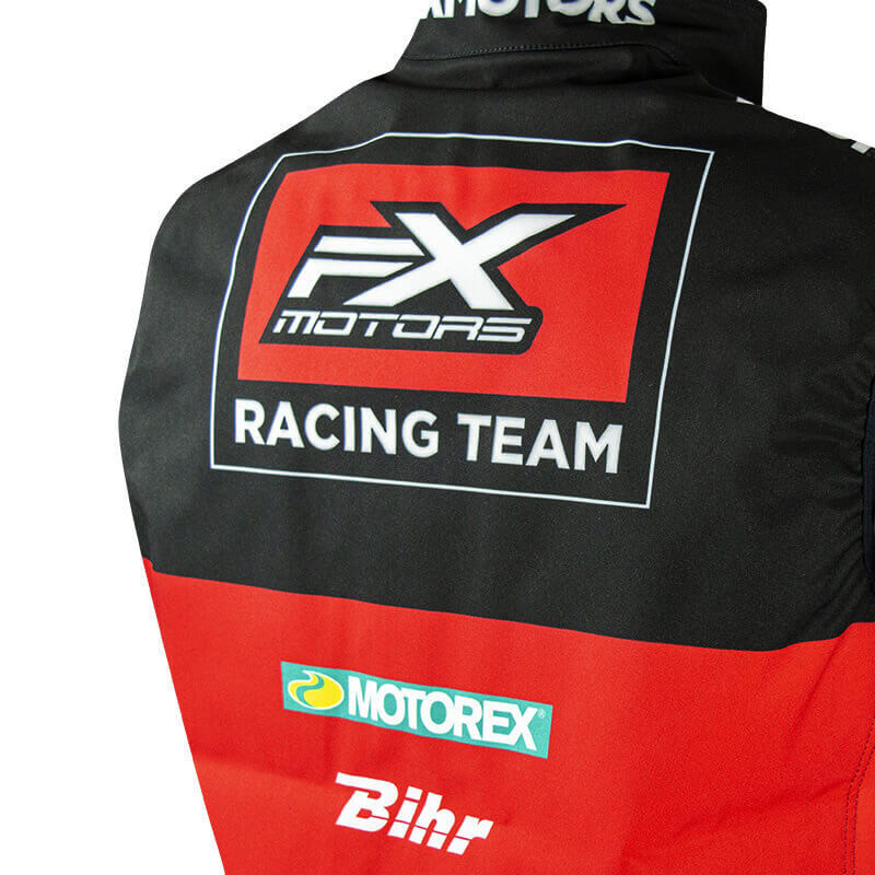 bodywarmer fxmotors rouge noir racing team motocross