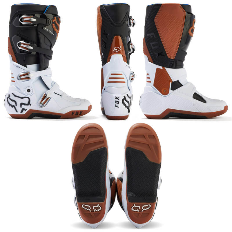 botte cross fox racing motion marron blanc 2024 motocross