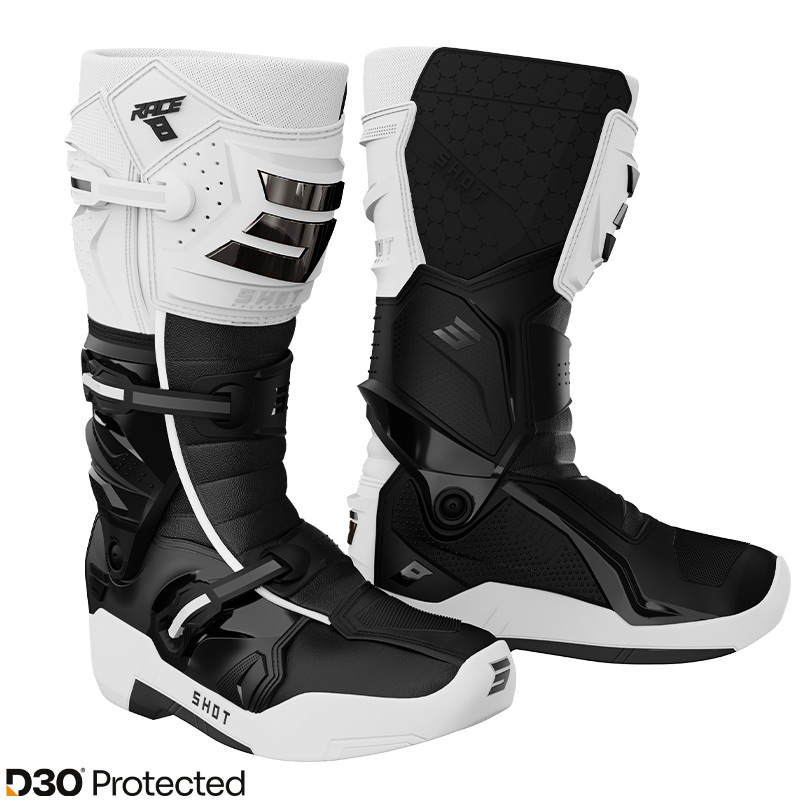 botte cross shot race8 D3O Noir Blanc 2026