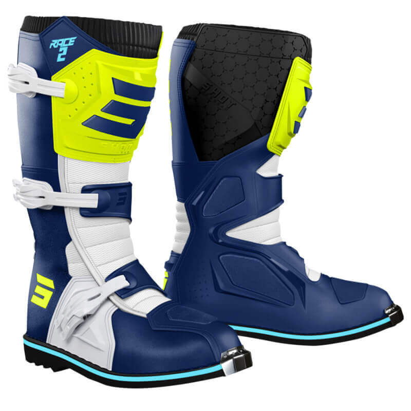 botte enfant shot race jaune bleu 2023