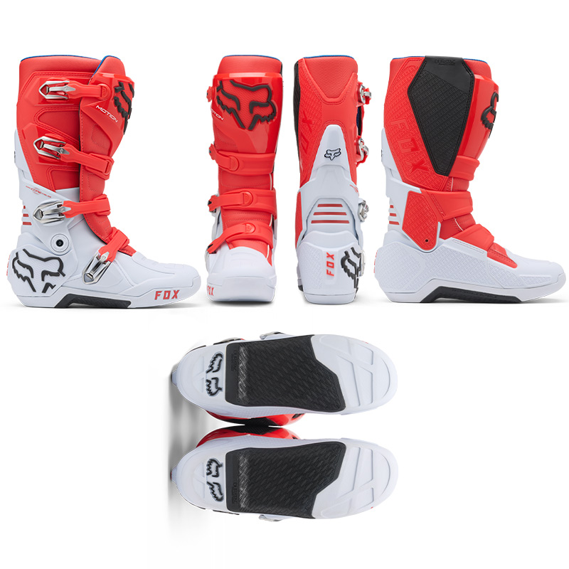 botte fox racing 2027 motion blanc rouge moto