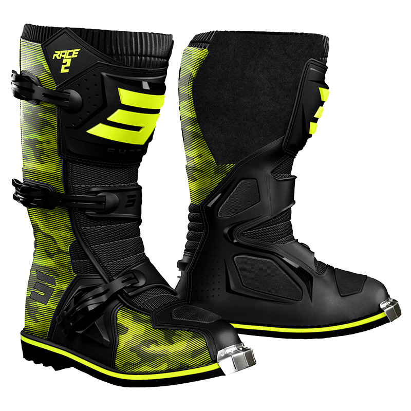 botte shot enfant race 2 noir jaune fluo