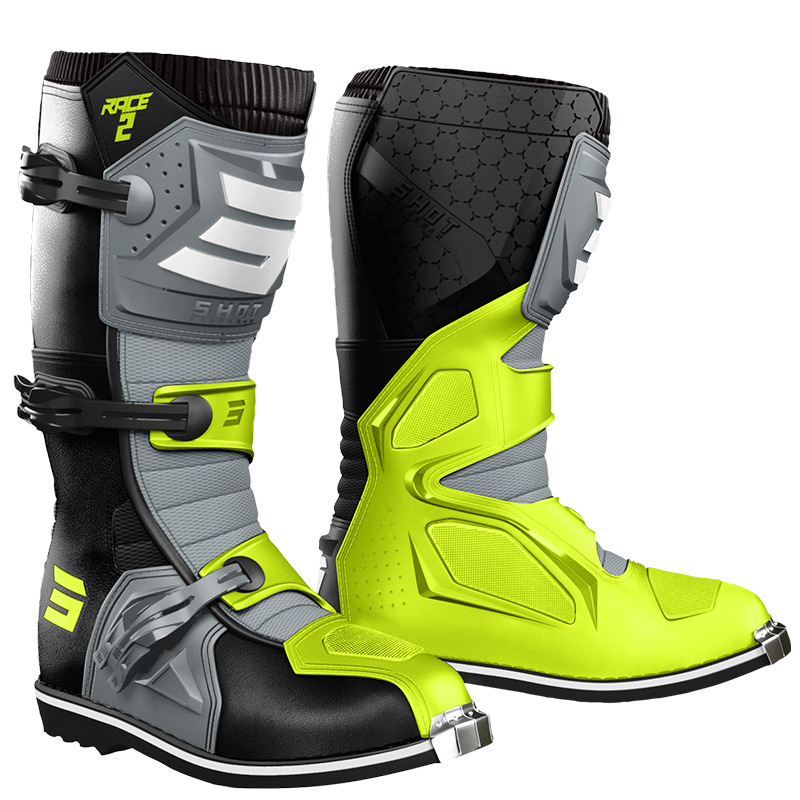 botte shot race 2 2027 gris jaune fluo