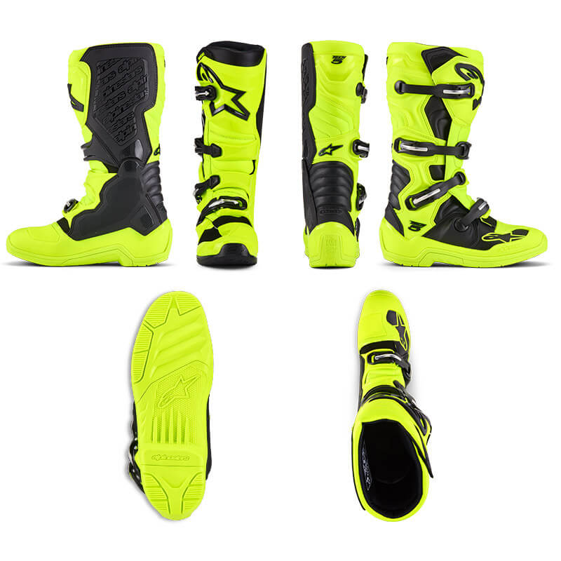 bottes alpinestars tech 5 jaune fluo 2025 cross