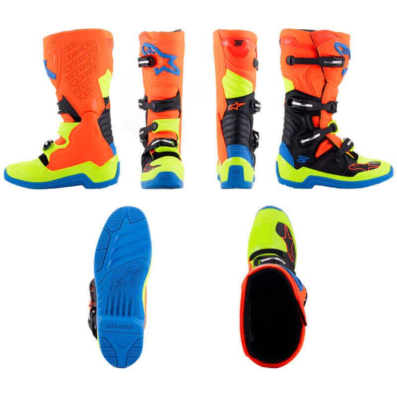 bottes alpinestars tech 5 orange jaune fluo 2024 cross