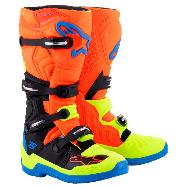 bottes alpinestars tech 5 orange jaune fluo 2024