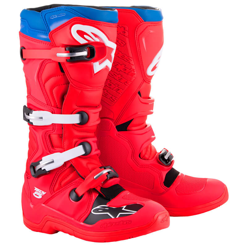 bottes alpinestars tech 5 rouge bleu 2024