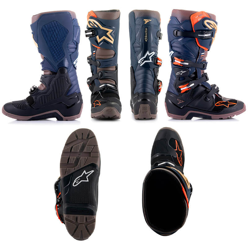 bottes alpinestars tech 7 drystar bleu marine orange 2024 mx