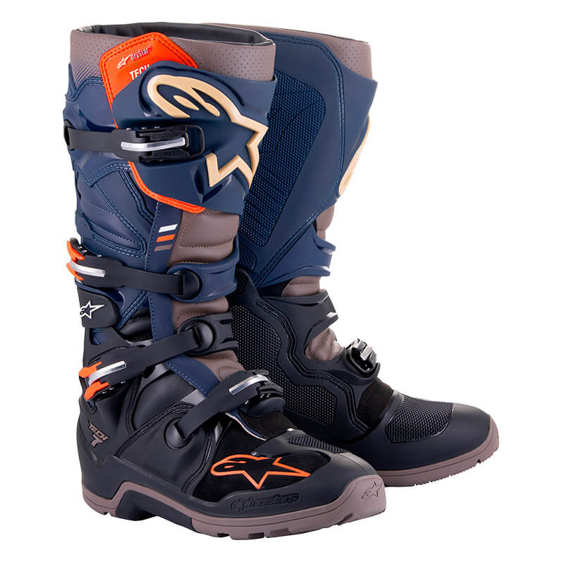 bottes alpinestars tech 7 drystar bleu marine orange 2024