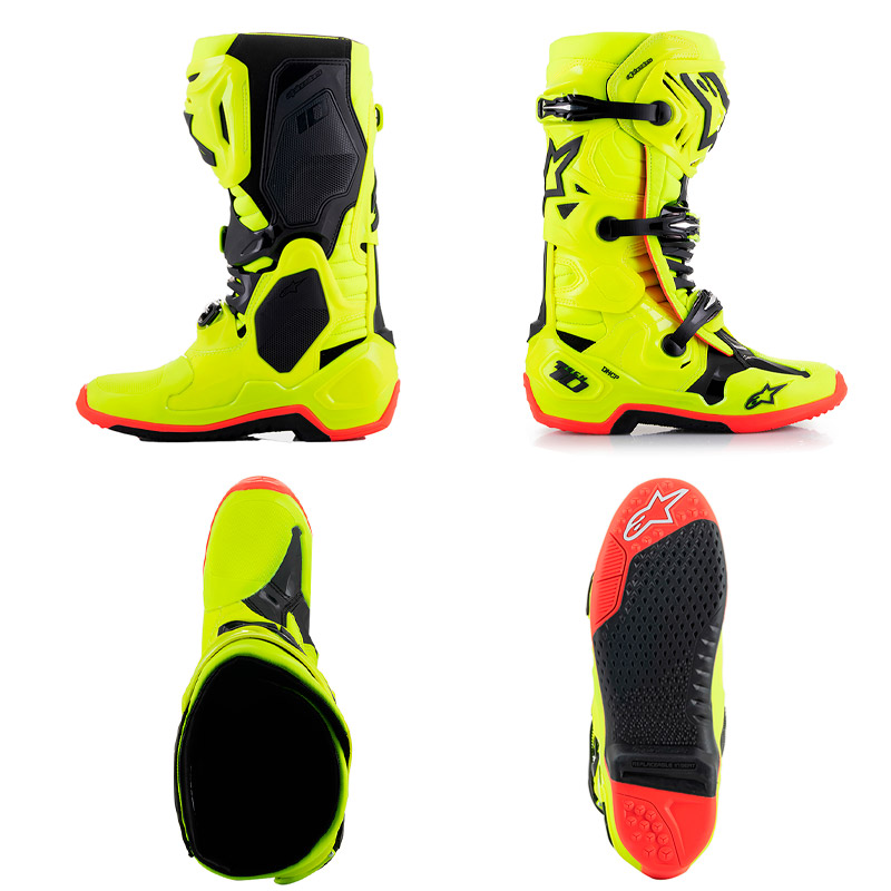 bottes alpinestars tech10 jaune fluo 2024 motocross