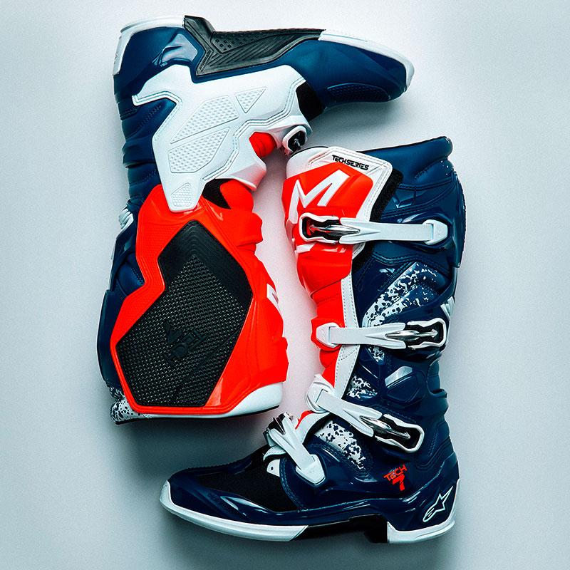 bottes alpinestars tech7 unity edition limitee bleu blanc rouge