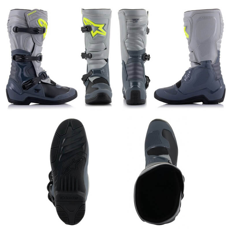 bottes cross alpinestars tech 3 gris jaune fluo 2024 cross