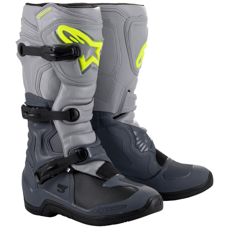 bottes cross alpinestars tech 3 gris jaune fluo 2024