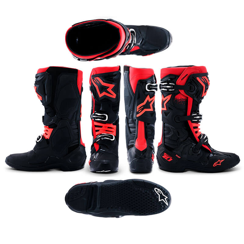 bottes cross alpinestars tech10 2026 noir rouge enduro