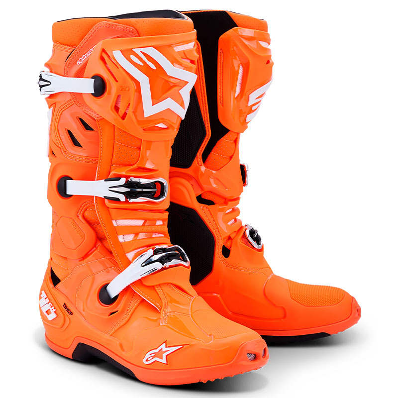bottes cross alpinestars tech10 supervented 26 orange blanc