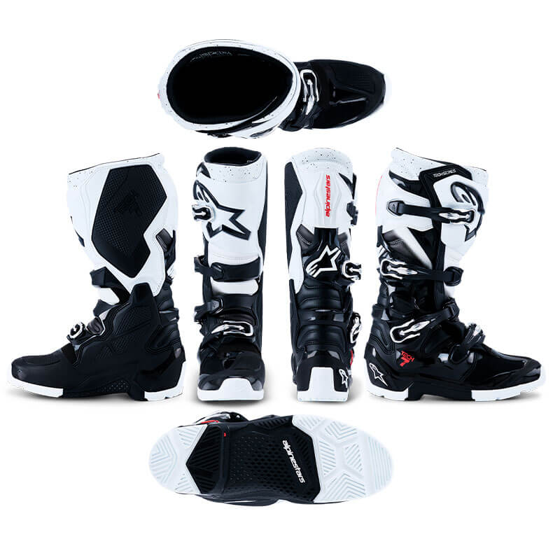 bottes cross alpinestars tech7 enduro 2026 noir blanc motocross