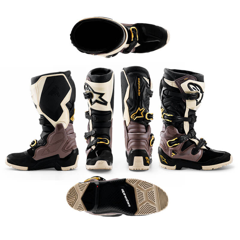 bottes cross alpinestars tech7 enduro drystar 2026 noir marron creme fxmotors