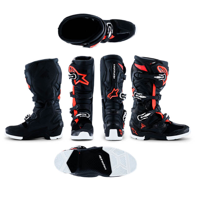 bottes cross alpinestars tech7 enduro drystar 2026 noir rouge fxmotors