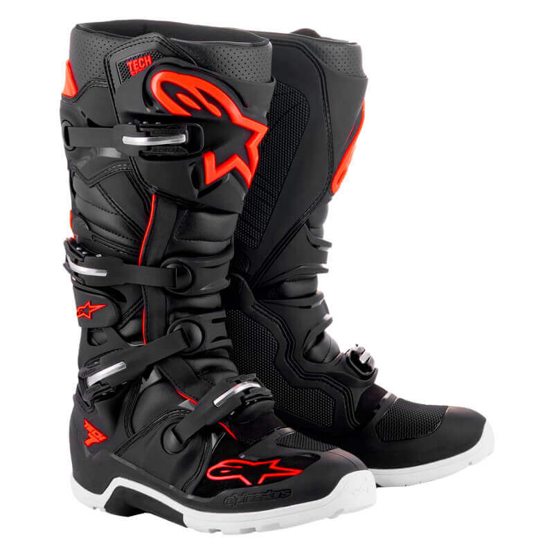 bottes cross enduro alpinestars tech 7 noir rouge fluo 2024