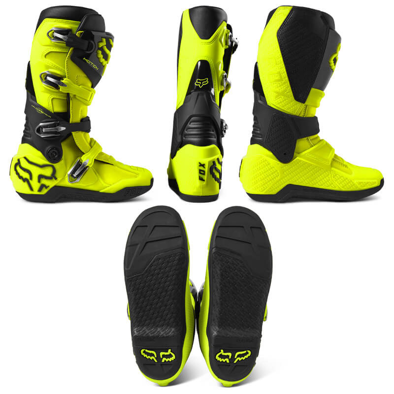 bottes cross fox racing motion 2023 jaune motocross