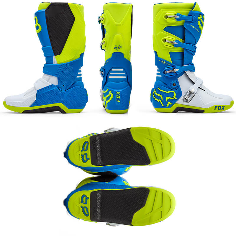 bottes cross motion bleu jaune fluo mx