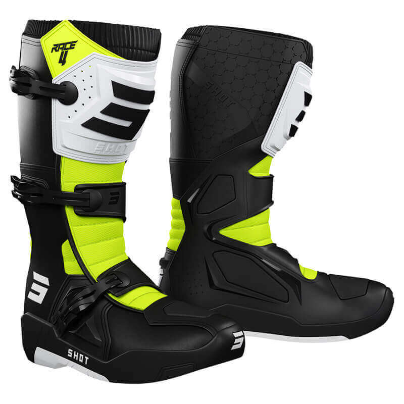 bottes cross shot race 4 jaune fluo noir blanc 2023