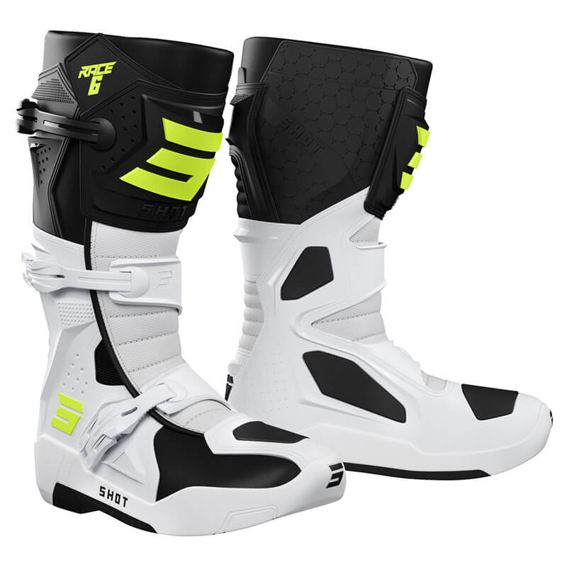 bottes cross shot race 6 jaune fluo blanc 2023