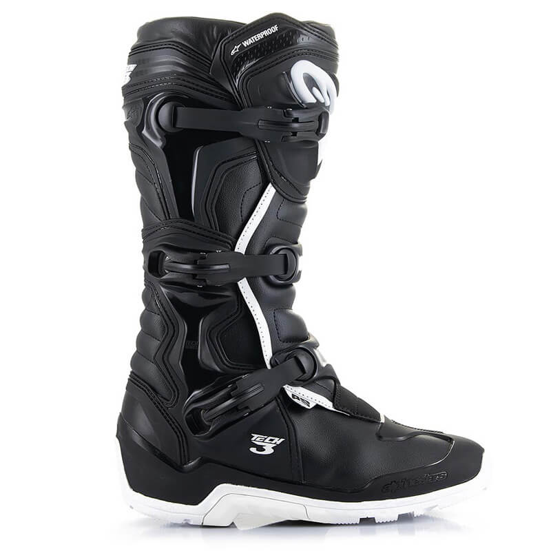 bottes enduro alpinestars tech 3 waterproof noir blanc quad