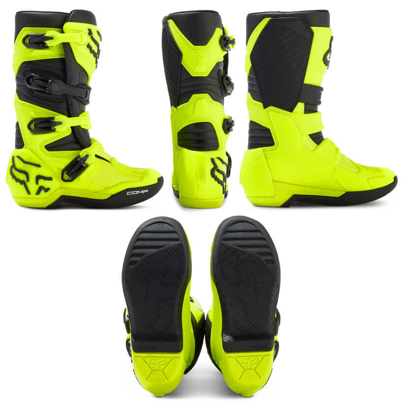 bottes enfant fox racing comp jaune fluo 2024 cross