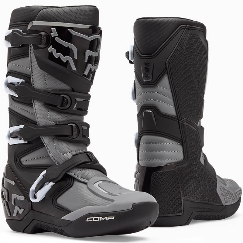 bottes enfant fox racing comp noir gris
