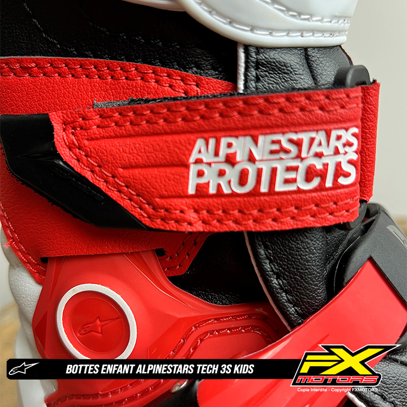 bottes enfant motocross cross alpinestars tech 3s kids rouge 2024 