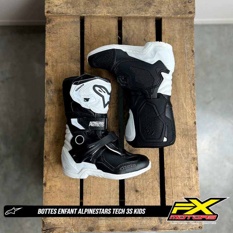 bottes enfant motocross enduro alpinestars tech 3s kids blanc 2024 