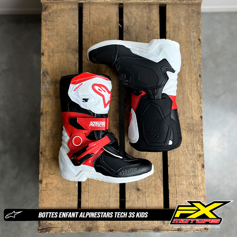 bottes enfant motocross enduro alpinestars tech 3s kids rouge 2024 