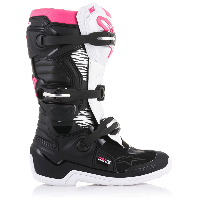 bottes femme alpinestars tech3 stella noir blanc rose 2019 enduro