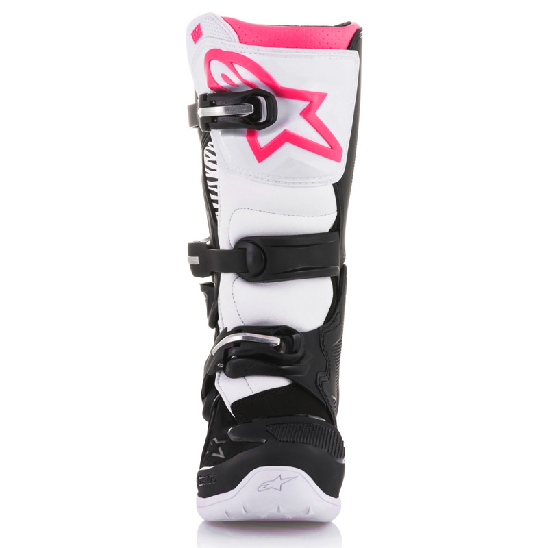 bottes femme alpinestars tech3 stella noir blanc rose 2019 motocross