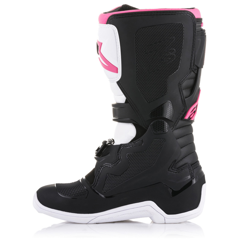 bottes femme alpinestars tech3 stella noir blanc rose 2019 zebre