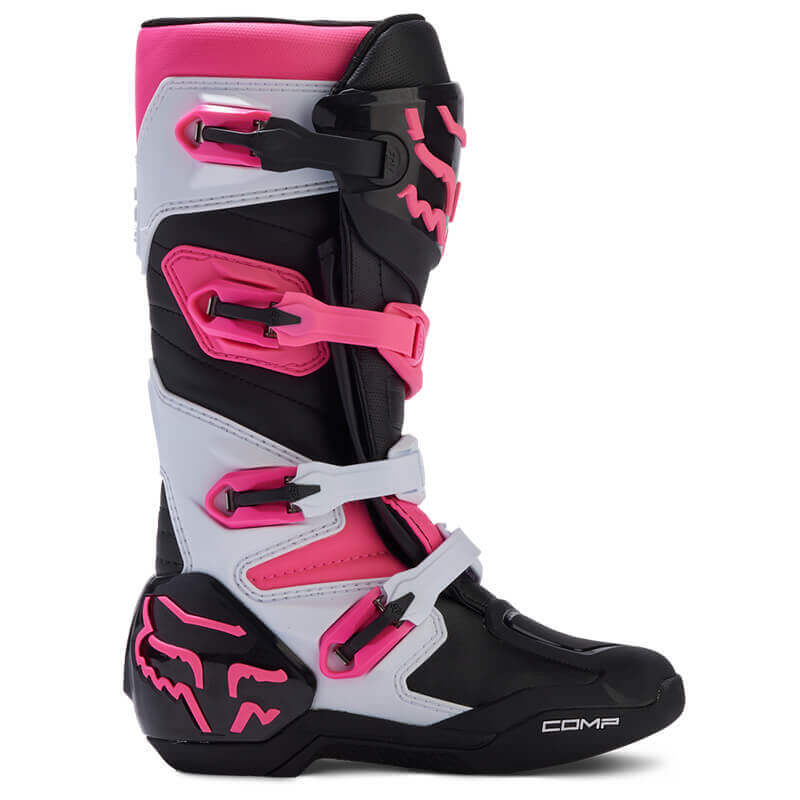 bottes femme fox racing comp blanc rose mx