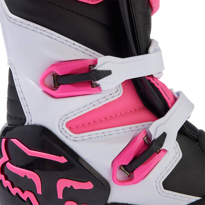 bottes femme fox racing comp blanc rose sx
