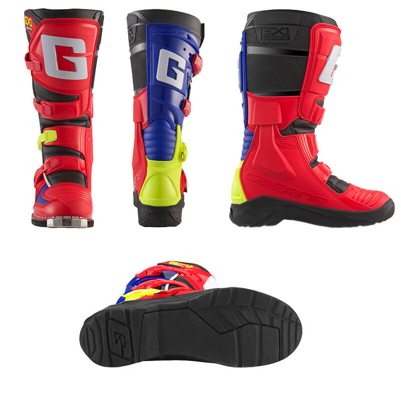 bottes gaerne gx1 evo rouge bleu jaune mx