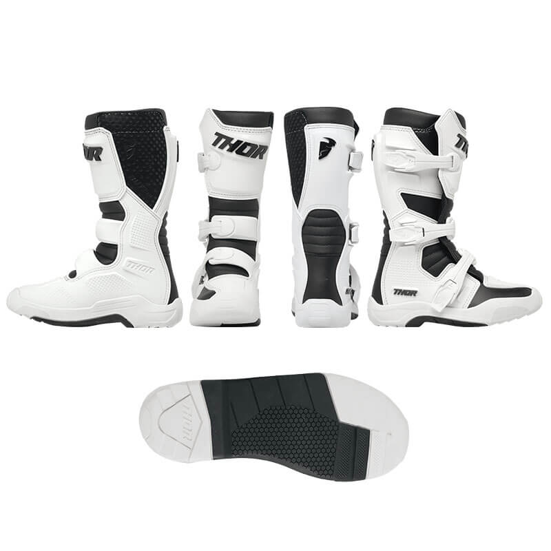bottes thor mx blitz xr kid blanc noir cross
