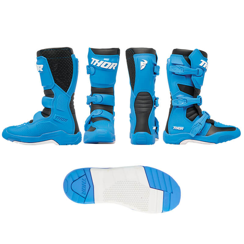 bottes thor mx blitz xr kid bleu noir cross