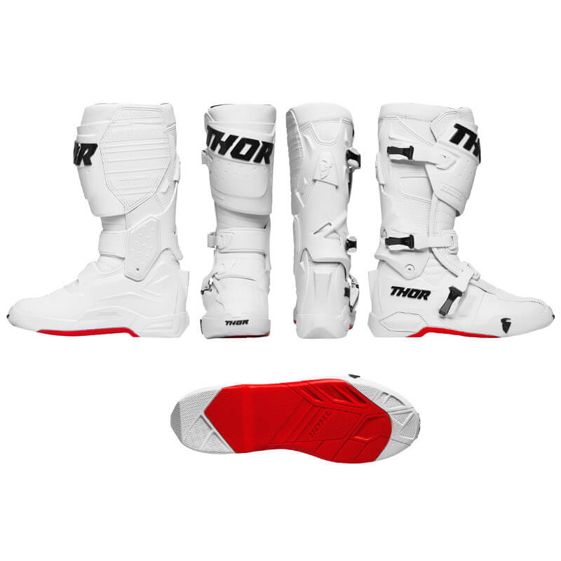 bottes thor mx radial blanc rouge 2023 cross