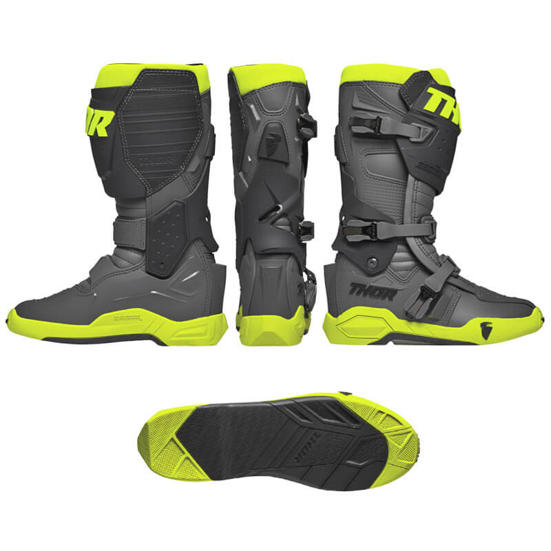 bottes thor mx radial gris jaune fluo 2023 cross