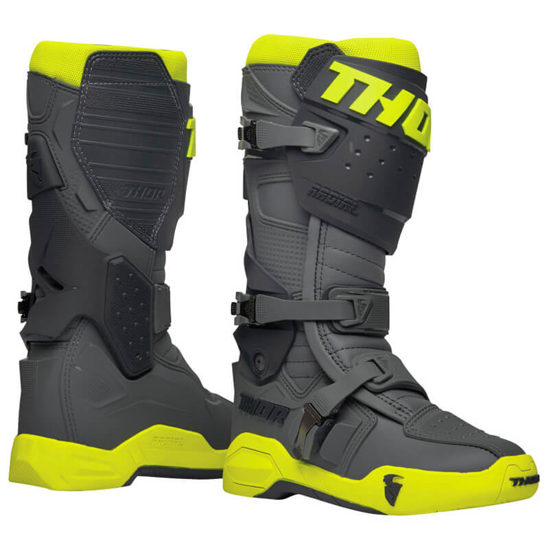 bottes thor mx radial gris jaune fluo 2023